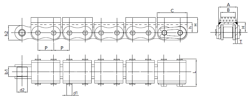 TransDrive Roller Chain with U-type Vulcanised Profiles