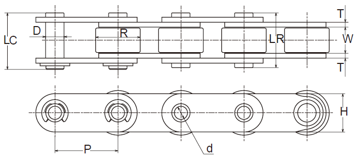 TransDrive Double Pitch Hollow Chain Straight Side Plates (Large Roller)