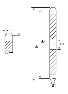 TransDrive 20 x 16 Plate Wheel Sprocket drawing