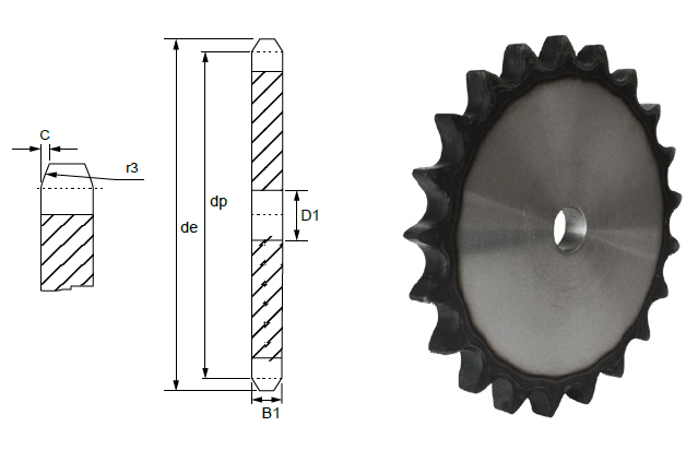 TransDrive Plate Wheel Sprocket + drawing