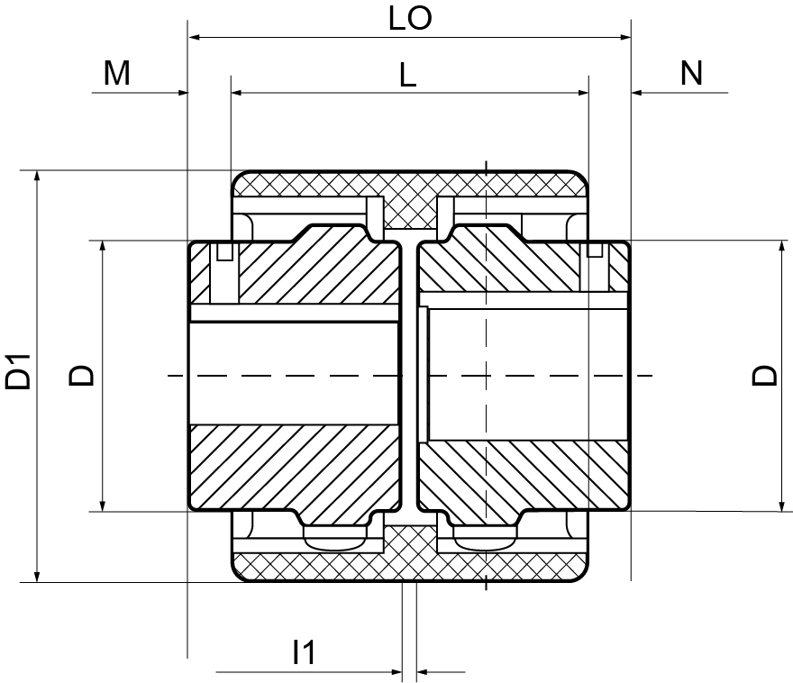 TransDrive Curved Tooth Gear Coupling drawing